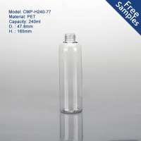 Workable price wholesale 240ml clear PET shampoo empty plastic bottles,8 oz boston round bottle